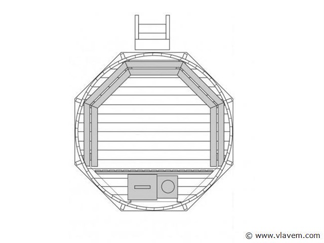 Hot tub - sparrenhout - inclusief houten cover, interne kachel 190cm - afbeelding 6 van  9