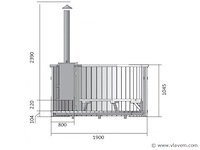 Hot tub - sparrenhout - inclusief houten cover, interne kachel 190cm - afbeelding 7 van  9