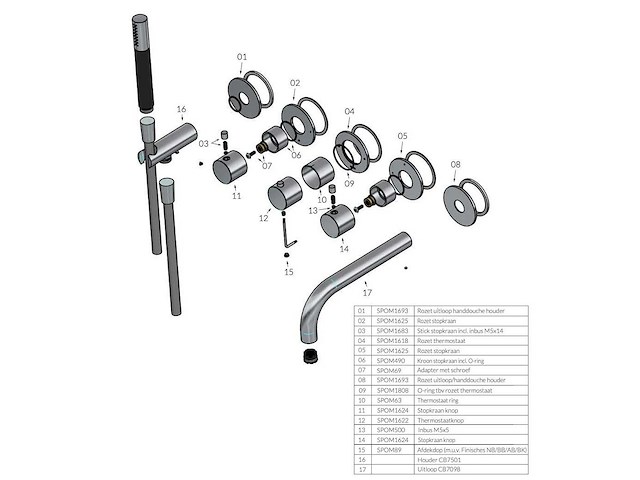 Hotbat - cobber (cb7072ext bbp) - afbouwdeel voor inbouw badthermostaat - - afbeelding 2 van  6
