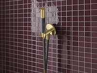 Hotbath cobber staaf handdouche met wanduitlaat en doucheslang geborsteld messing pvd mat zwart - afbeelding 1 van  7