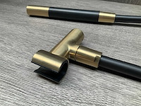 Hotbath cobber staaf handdouche met wanduitlaat en doucheslang geborsteld messing pvd mat zwart - afbeelding 3 van  7