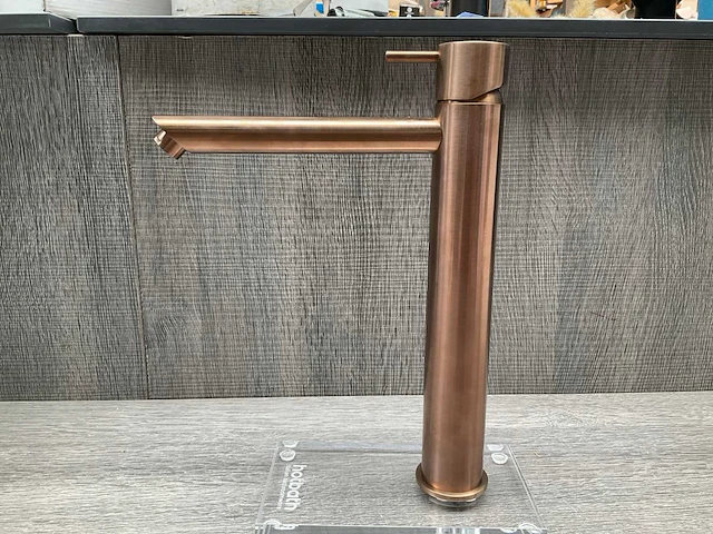 Hotbath cobber wastafelkraan brushed copper pvd hoog model 29cm - afbeelding 4 van  7