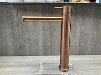 Hotbath cobber wastafelkraan brushed copper pvd hoog model 29cm - afbeelding 4 van  7