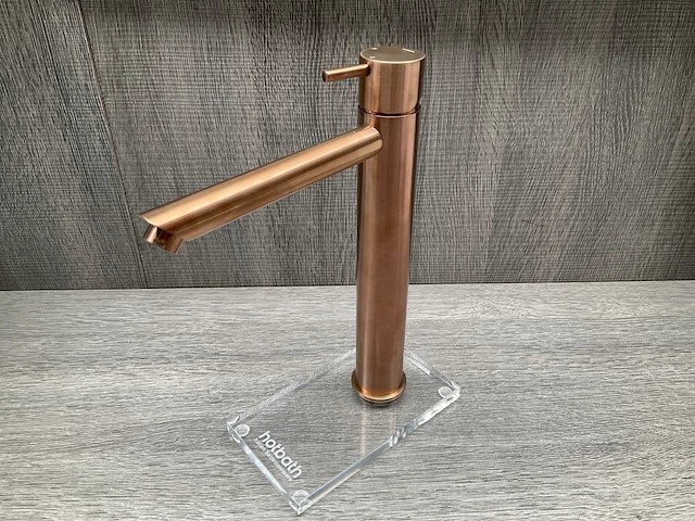 Hotbath cobber wastafelkraan brushed copper pvd hoog model 29cm - afbeelding 6 van  7