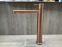 Hotbath cobber wastafelkraan brushed copper pvd hoog model 29cm - afbeelding 5 van  7