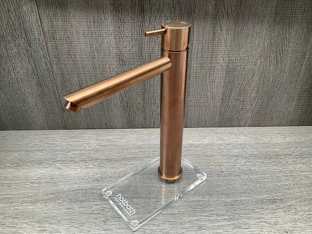 Hotbath cobber wastafelkraan brushed copper pvd hoog model 29cm - afbeelding 7 van  7
