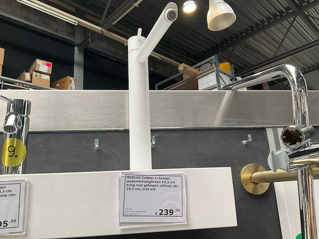 Hotbath cobber wastafelmengkraan hoog model 28,6 cm mat wit - afbeelding 3 van  7