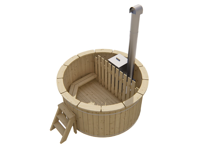 Hottub met interne rvs kachel ø200 cm, onbehandeld vuren - afbeelding 2 van  3