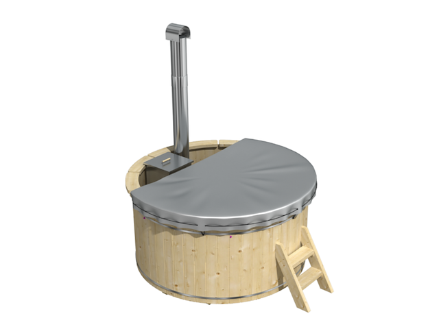 Hottub met interne rvs kachel ø200 cm, onbehandeld vuren - afbeelding 3 van  3