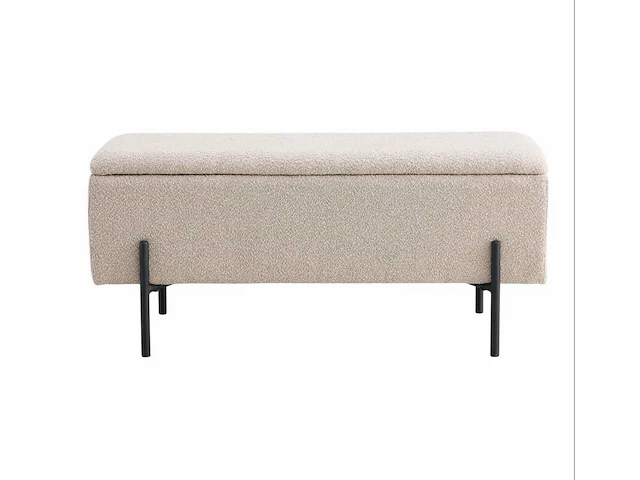 House nordic bench with storage bouclé beige 95x36,5x43cm - afbeelding 1 van  2