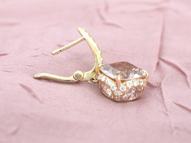 House of pertijs - rosegouden oorbellen met diamant en edelsteen - afbeelding 7 van  9