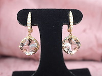 House of pertijs - rosegouden oorbellen met diamant en edelsteen - afbeelding 1 van  11