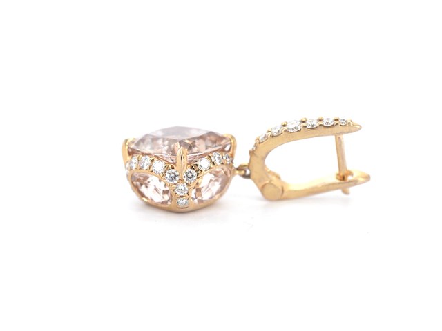 House of pertijs - rosegouden oorbellen met diamant en edelsteen - afbeelding 6 van  11