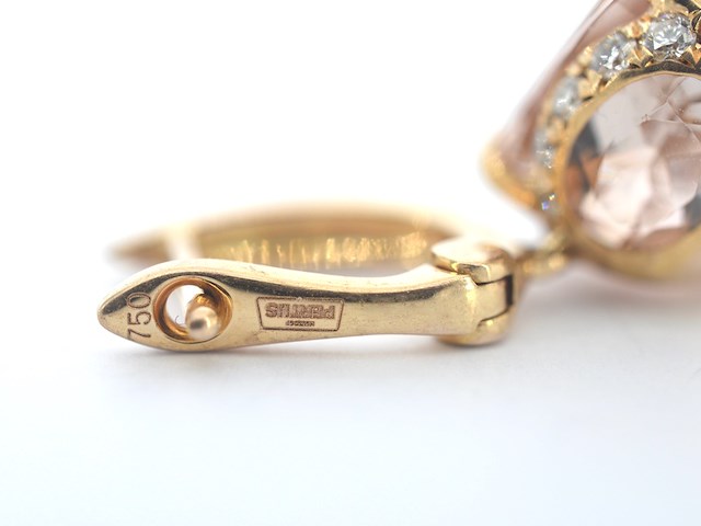 House of pertijs - rosegouden oorbellen met diamant en edelsteen - afbeelding 8 van  11