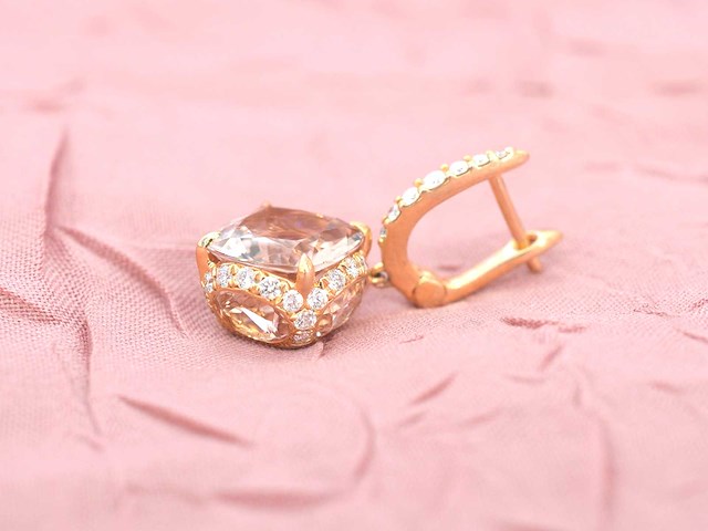 House of pertijs rosegouden oorbellen met diamant en edelsteen - afbeelding 8 van  9