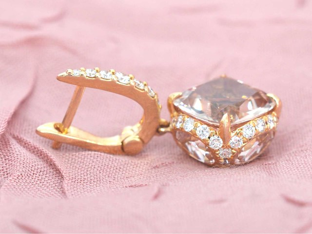 House of pertijs rosegouden oorbellen met diamant en edelsteen - afbeelding 2 van  10