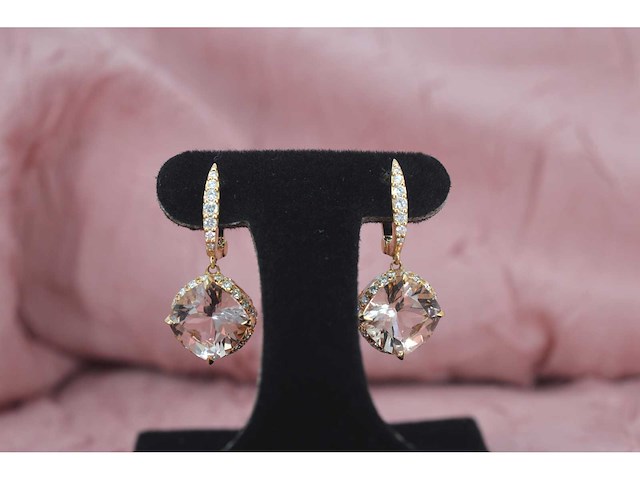 House of pertijs rosegouden oorbellen met diamant en edelsteen - afbeelding 1 van  10