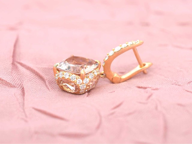 House of pertijs rosegouden oorbellen met diamant en edelsteen - afbeelding 10 van  10