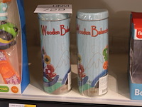 Houten balanceerspel in blik, twee stuks. - afbeelding 1 van  2
