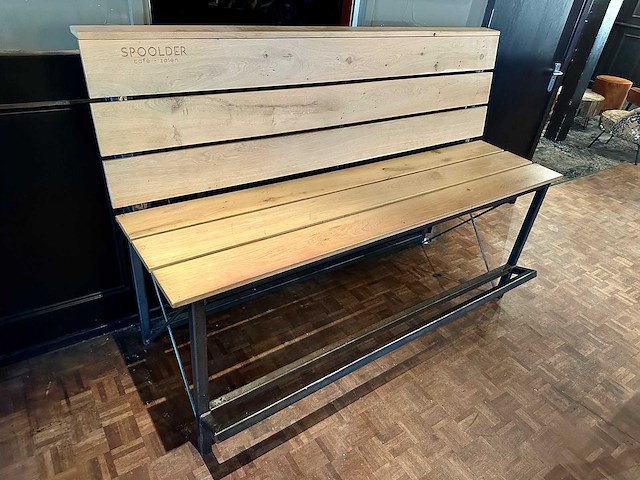 Houten barbank met stalen frame - afbeelding 1 van  7