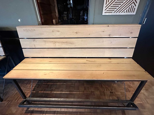 Houten barbank met stalen frame - afbeelding 2 van  7