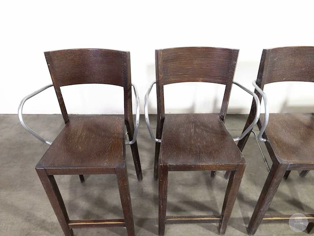 Houten barkruk met armleuning (5x) - afbeelding 5 van  5
