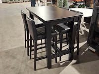 Houten bartafel met 4x barkruk, zwart