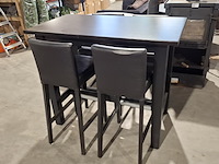 Houten bartafel met 4x barkruk, zwart - afbeelding 2 van  6