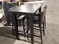 Houten bartafel met 4x barkruk, zwart - afbeelding 3 van  6
