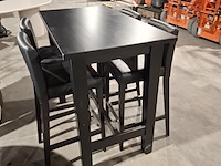 Houten bartafel met 4x barkruk, zwart - afbeelding 4 van  6