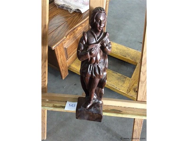 Houten beeld minnestreel - afbeelding 1 van  2