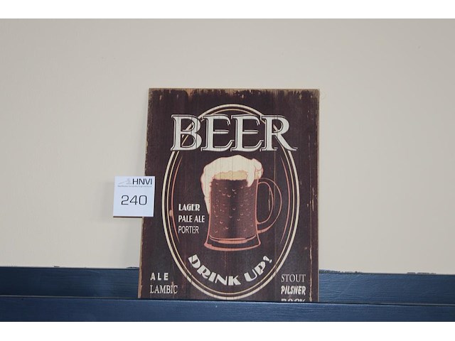 Houten bierreclame bord 30 x 40 cm. - afbeelding 1 van  2