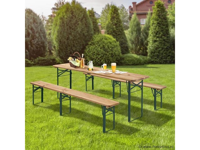 Houten biertafelset / bierbank passau - 3-delig - inklapbaar - afbeelding 7 van  14