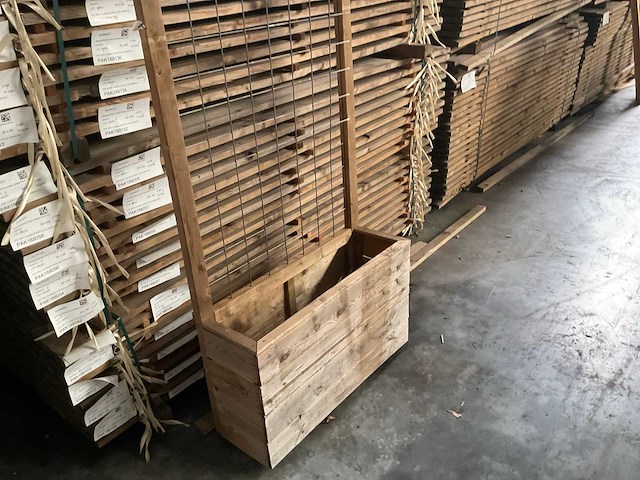 Houten bloembak met klimrek - 100x180 cm - afbeelding 2 van  9