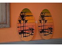 Houten decoratie mini surfplank (2x) - afbeelding 1 van  3
