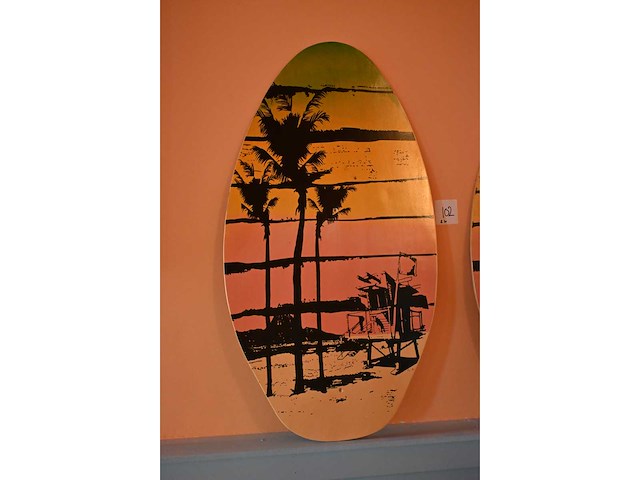 Houten decoratie mini surfplank (2x) - afbeelding 2 van  3