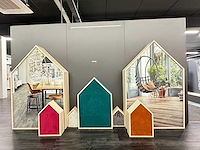 Houten decoratieve huisjes (7x)