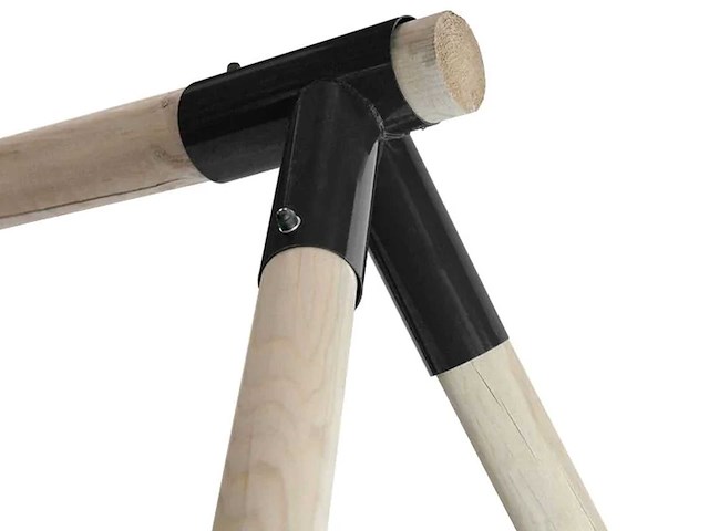 Houten dubbele schommel met 2 kunststof schommels - afbeelding 3 van  4