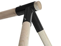 Houten dubbele schommel met 2 kunststof schommels - afbeelding 2 van  2