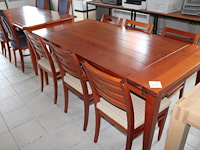 Houten eetkamer tafel met zes stoelen. afmeting. tafel 179 x 90 x 77 cm. - afbeelding 1 van  3