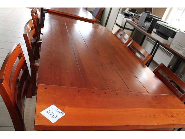 Houten eetkamer tafel met zes stoelen. afmeting. tafel 179 x 90 x 77 cm. - afbeelding 2 van  3