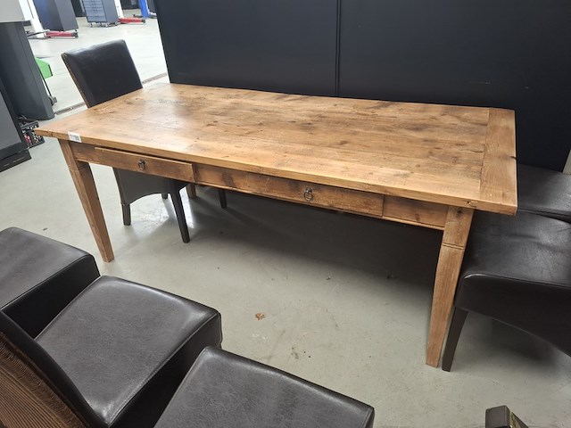 Houten eetkamertafel met 6 stoelen - afbeelding 2 van  6