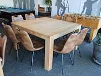 Houten kantinetafel incl. acht eetkamerstoelen mxsofa, afm. tafel 140 x 140 x 79 cm. let op: onderdeel comb... onderdeel van combinatiekavel combinatiekavel van de kavels m470, m471 en m472. - afbeelding 2 van  4