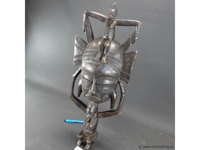 Houten kpeliye (of kpélié) masker van het senufo-volk uit ivoorkust. - afbeelding 2 van  5