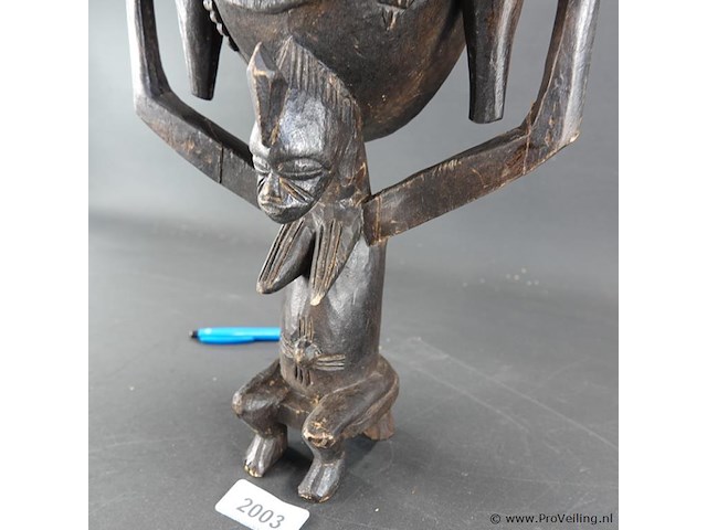 Houten kpeliye (of kpélié) masker van het senufo-volk uit ivoorkust. - afbeelding 4 van  5