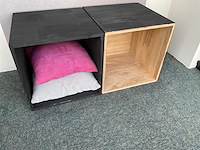 Houten kubus en kussen (2x) - afbeelding 2 van  3