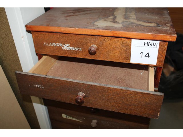 Houten ladekast met 14 laden. afmeting 42 x 52 x 113 cm - afbeelding 3 van  3