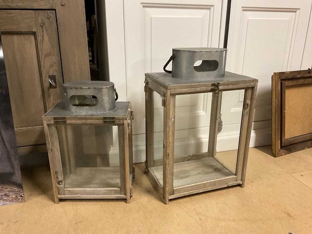 Houten lantaarn (2x) - afbeelding 2 van  8