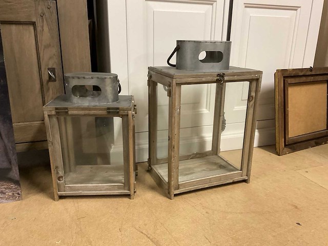 Houten lantaarn (2x) - afbeelding 3 van  8