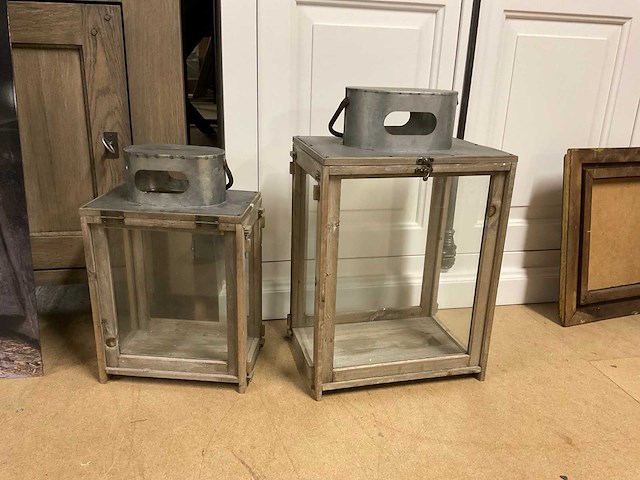 Houten lantaarn (2x) - afbeelding 4 van  8